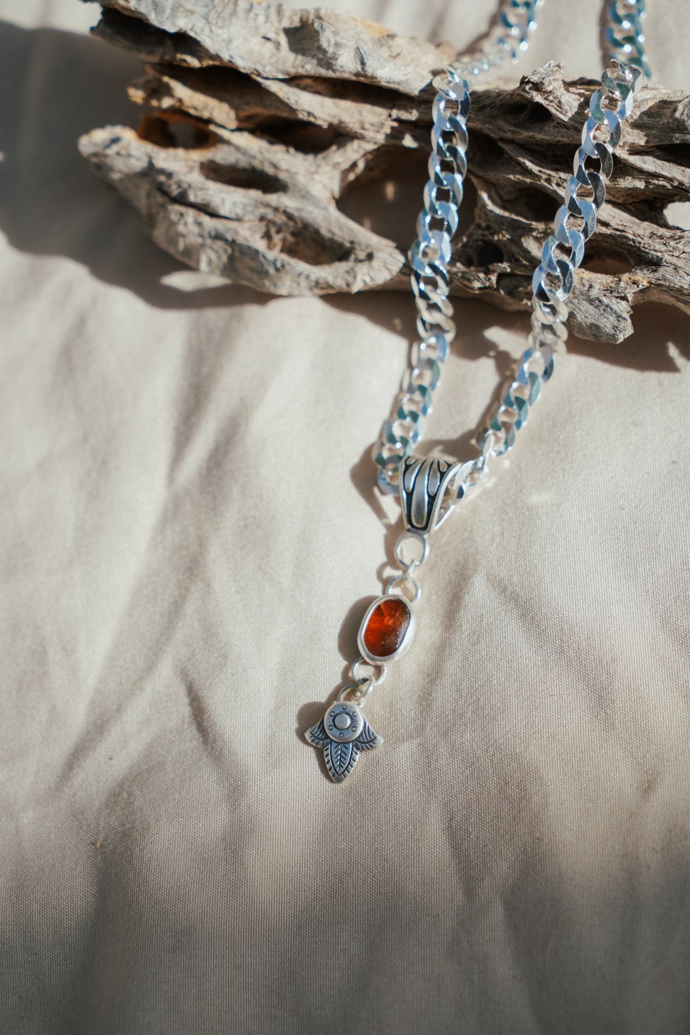 Red Kyanite Necklace with Sterling Silver Beads - Golden Road Crafted