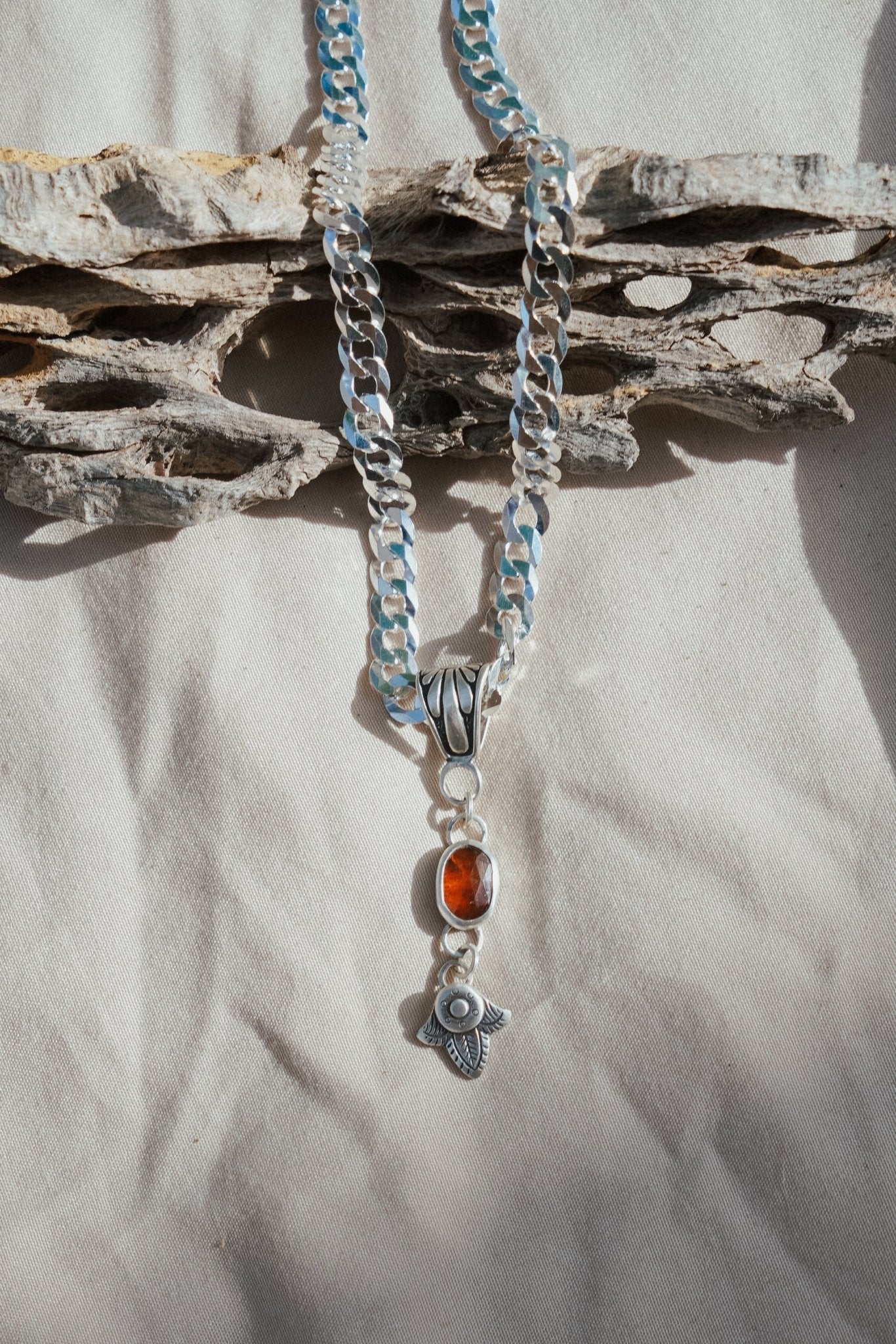 Red Kyanite Necklace with Sterling Silver Beads - Golden Road Crafted