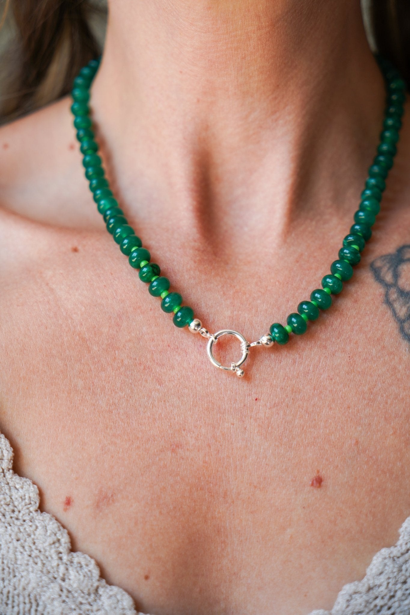 Reversible Blossom Choker in Emerald Quartz - Golden Road Crafted