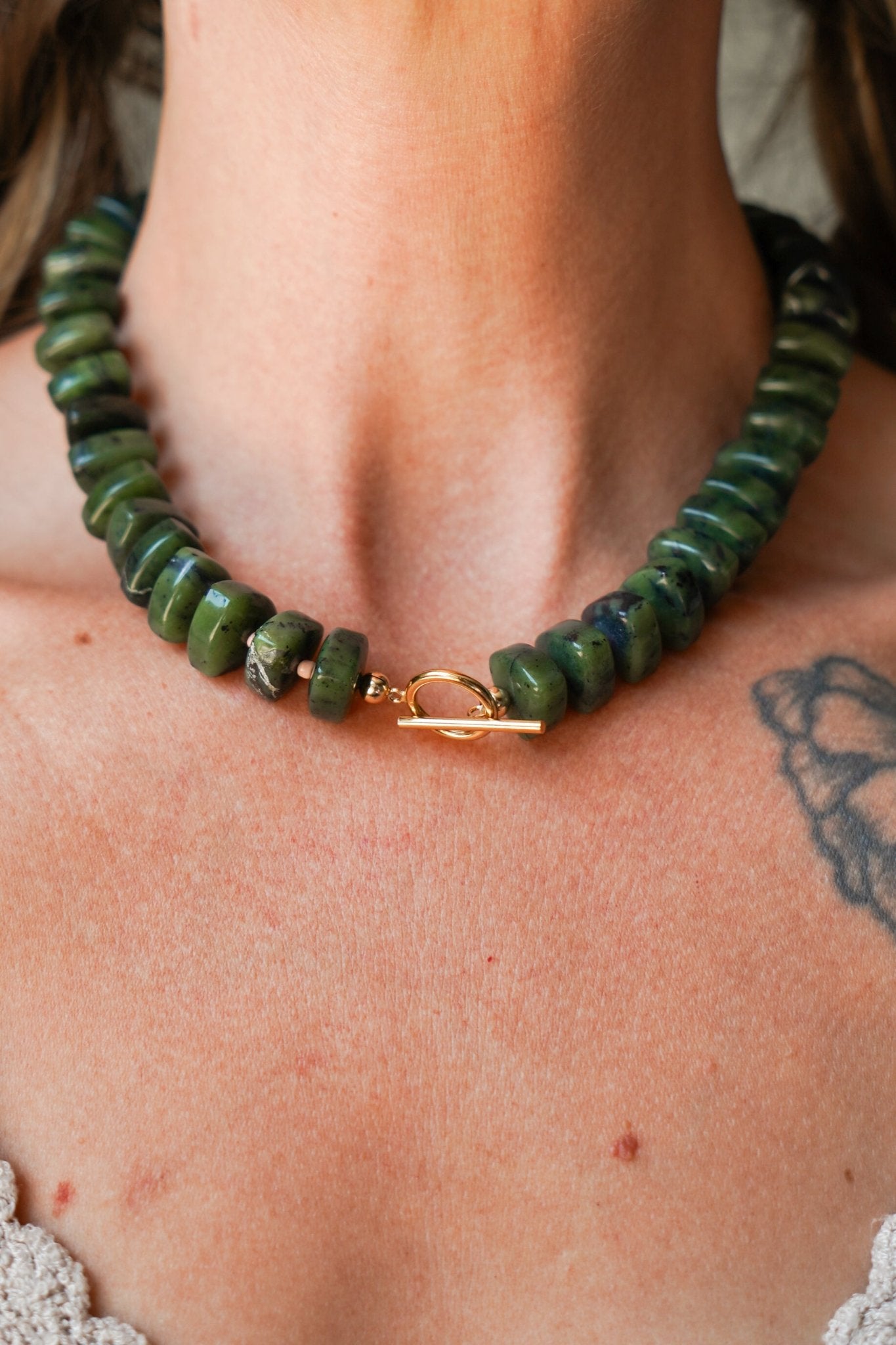 Reversible Blossom Choker in Jade - Golden Road Crafted