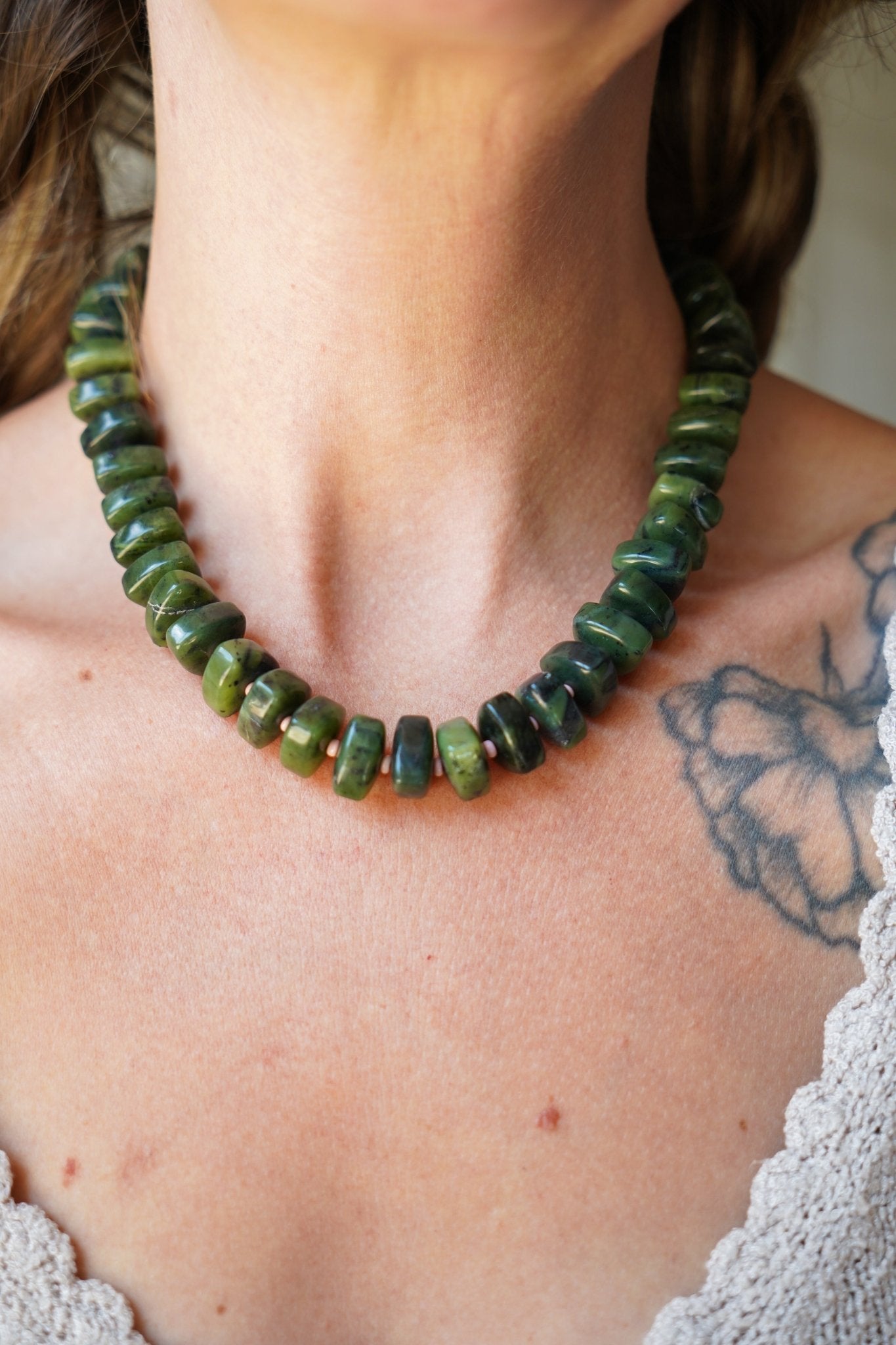 Reversible Blossom Choker in Jade - Golden Road Crafted