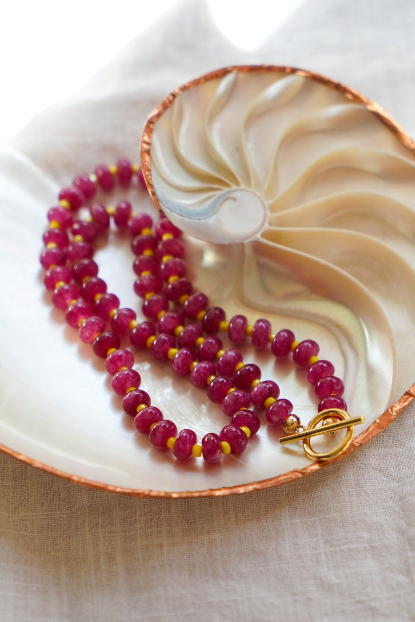 Reversible Blossom Choker in Ruby Quartz - Golden Road Crafted
