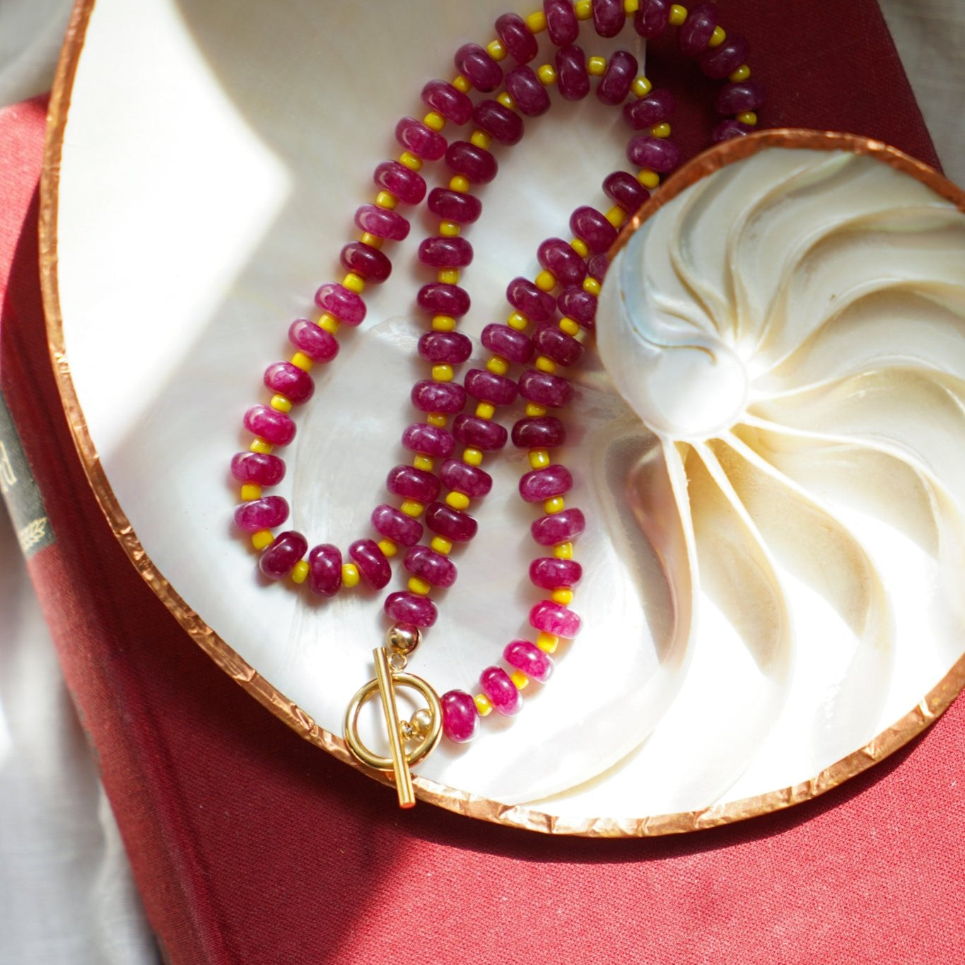 Reversible Blossom Choker in Ruby Quartz - Golden Road Crafted