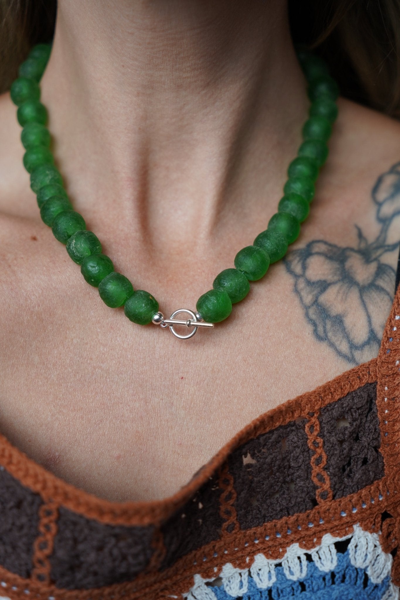 Reversible Dawn Necklace in African Glass - Golden Road Crafted