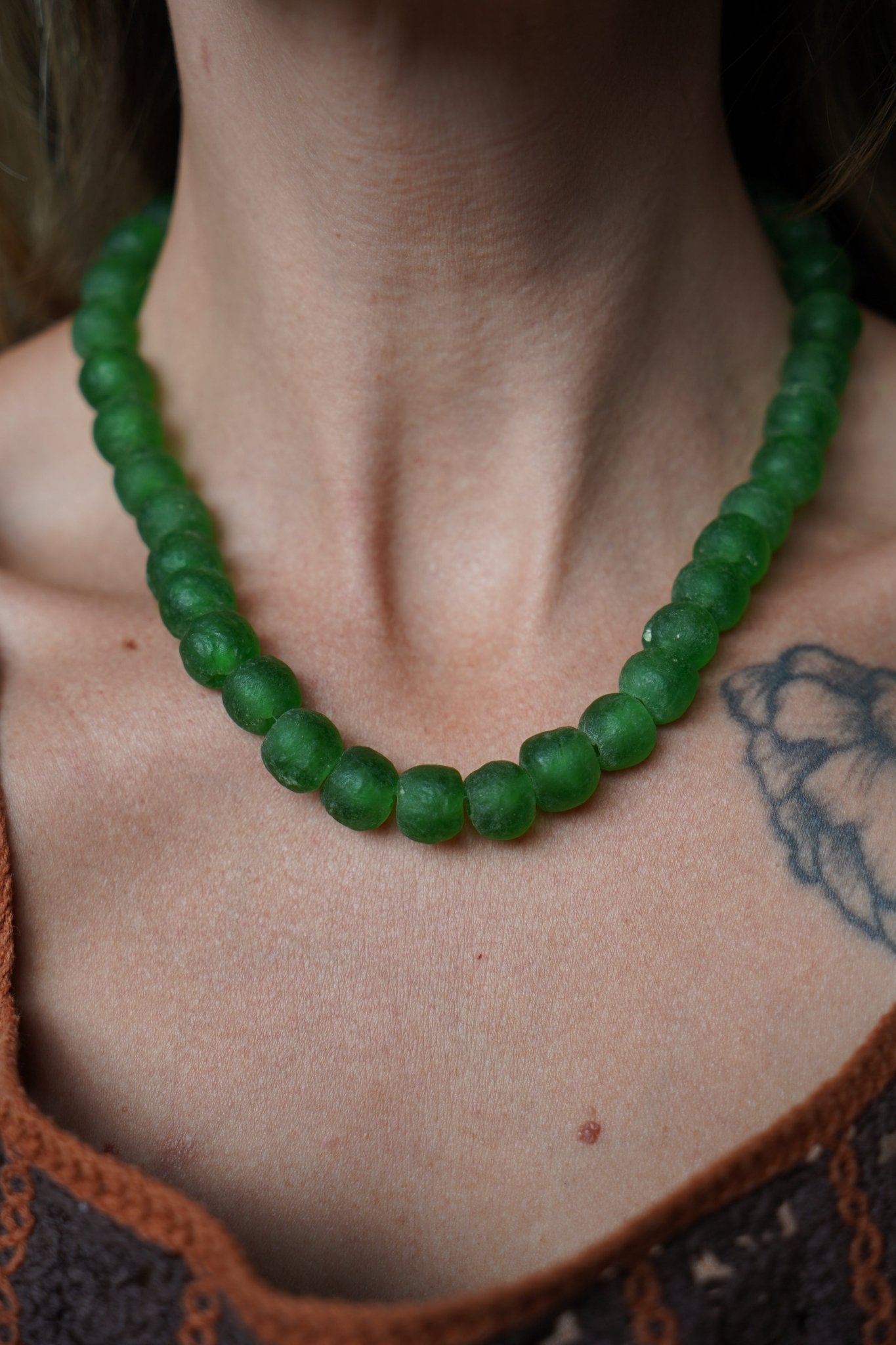 Reversible Dawn Necklace in African Glass - Golden Road Crafted