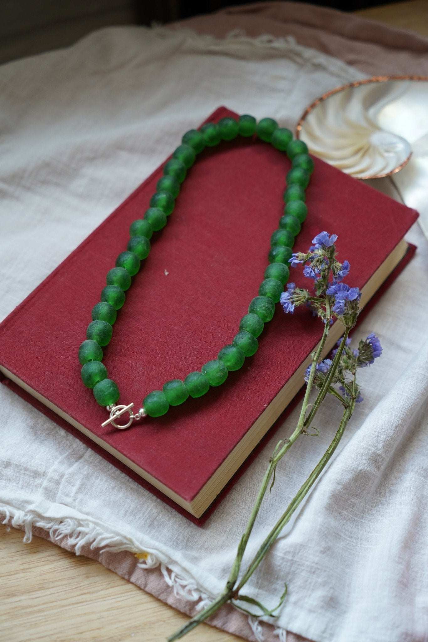 Reversible Dawn Necklace in African Glass - Golden Road Crafted