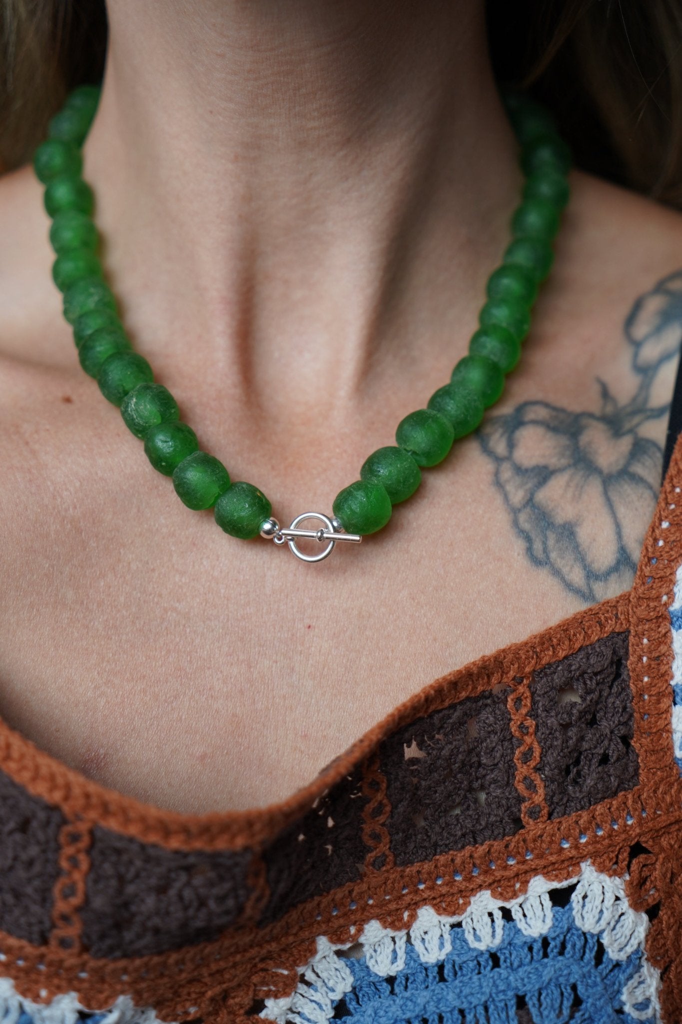 Reversible Dawn Necklace in African Glass - Golden Road Crafted