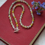 Reversible Dawn Necklace in Dragon Vein Agate - Golden Road Crafted