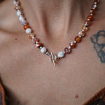 Reversible Dawn Necklace in Fire Agate - Golden Road Crafted