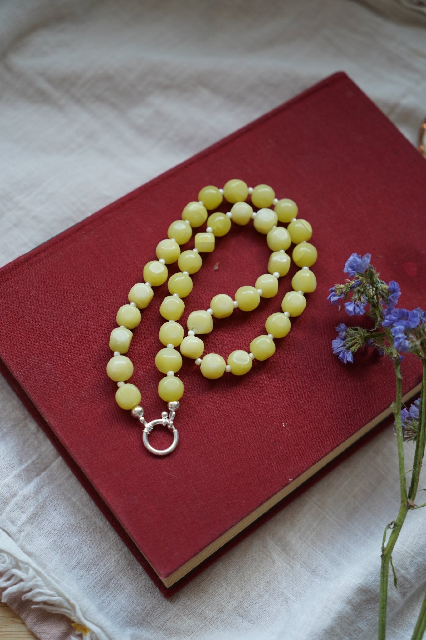 Reversible Dawn Necklace in Yellow Jade - Golden Road Crafted