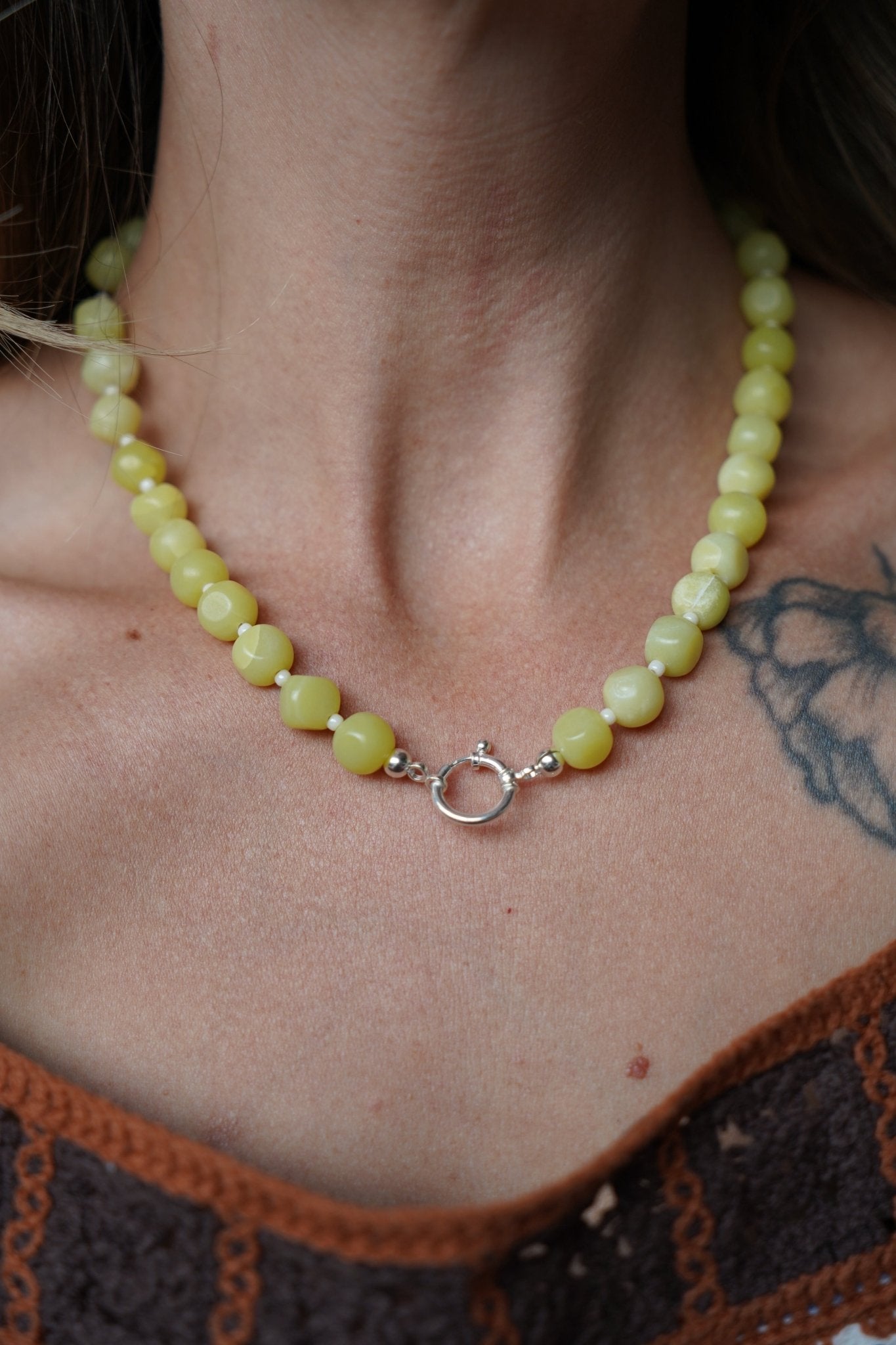 Reversible Dawn Necklace in Yellow Jade - Golden Road Crafted