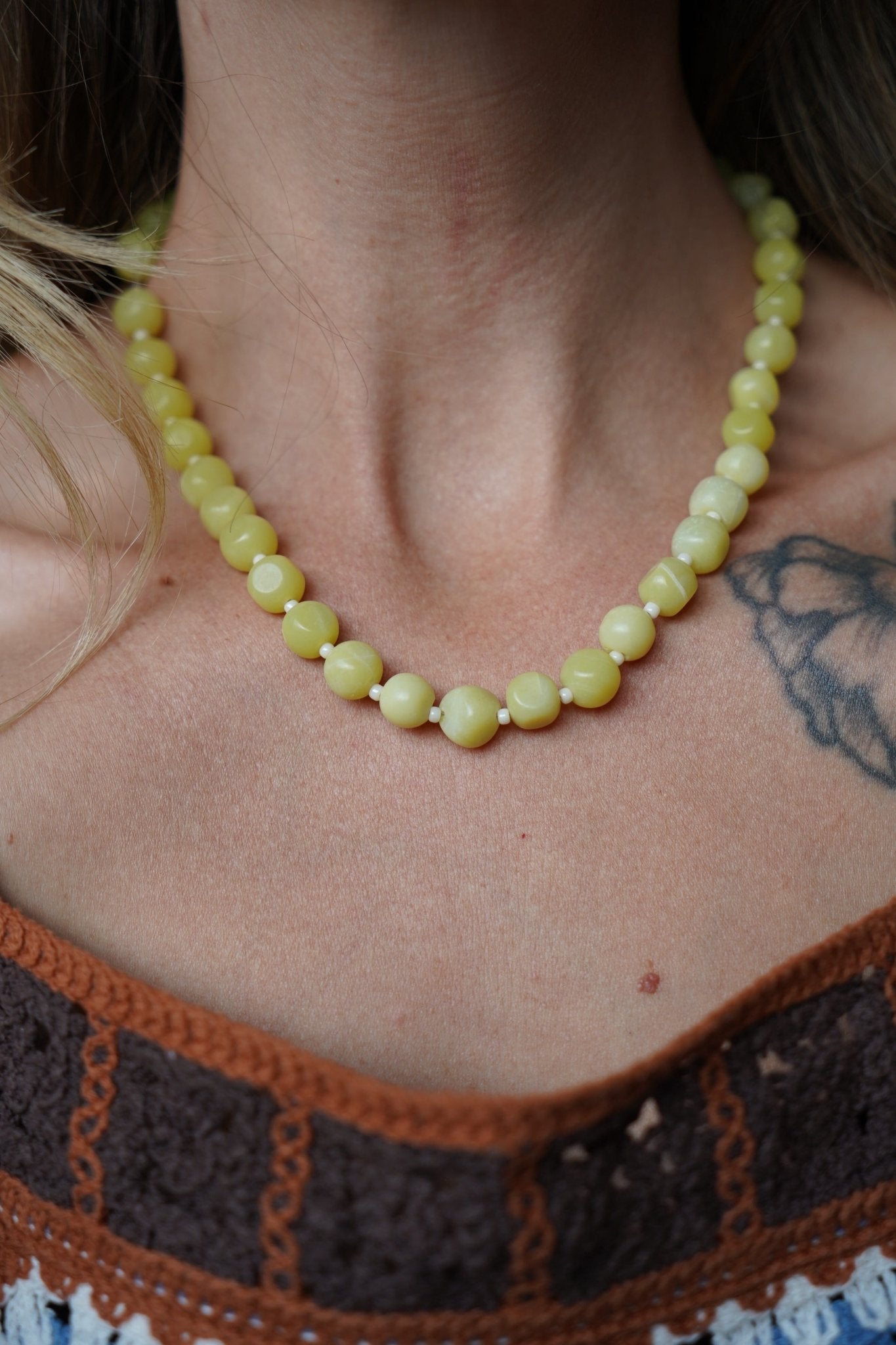 Reversible Dawn Necklace in Yellow Jade - Golden Road Crafted