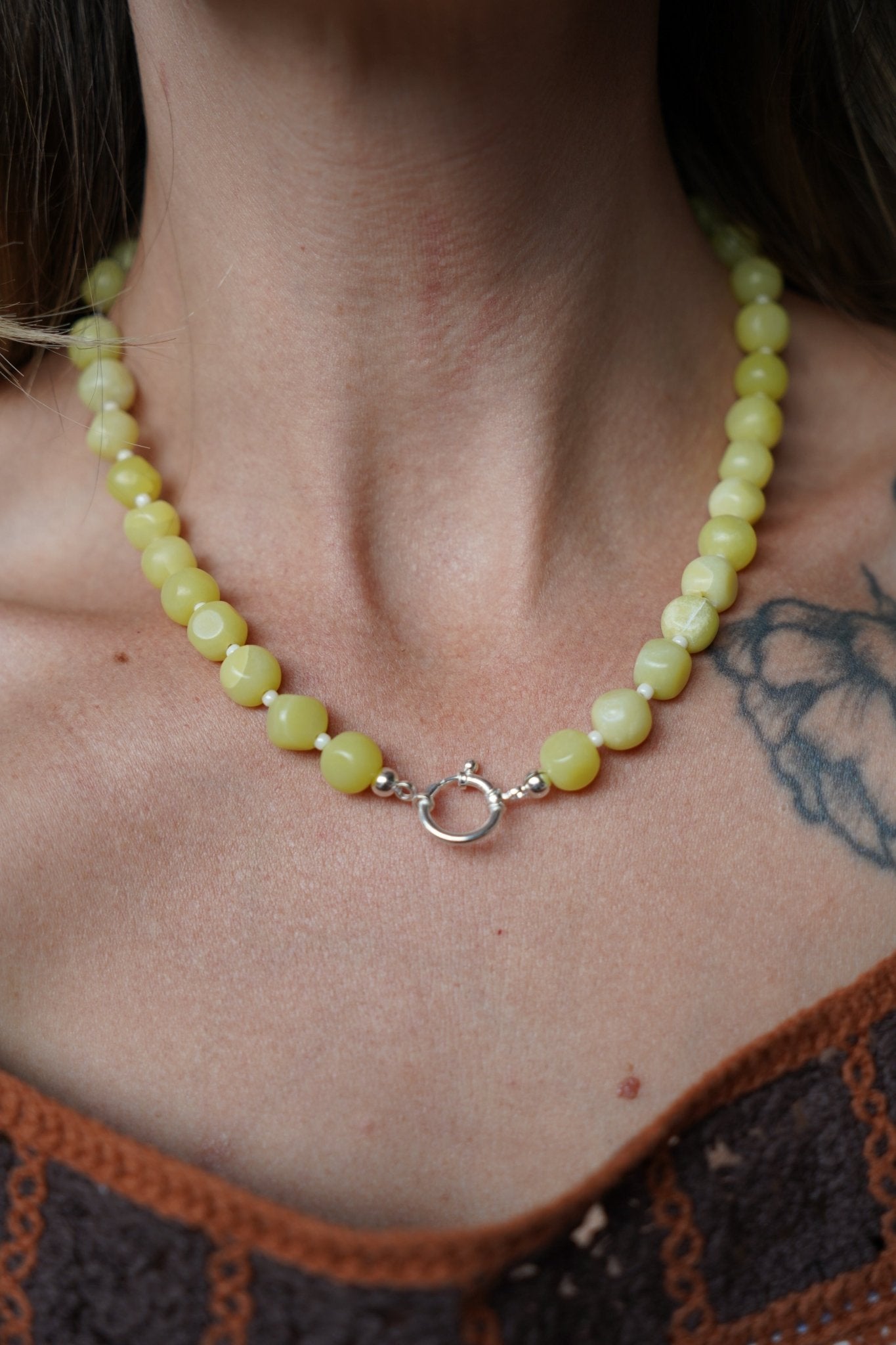 Reversible Dawn Necklace in Yellow Jade - Golden Road Crafted