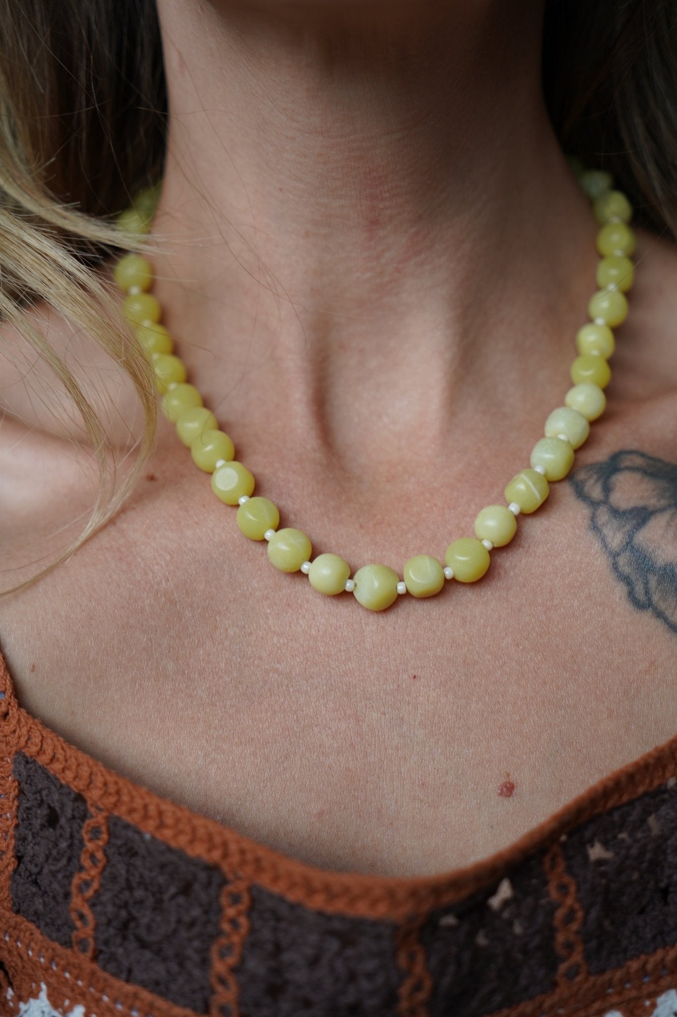 Reversible Dawn Necklace in Yellow Jade - Golden Road Crafted