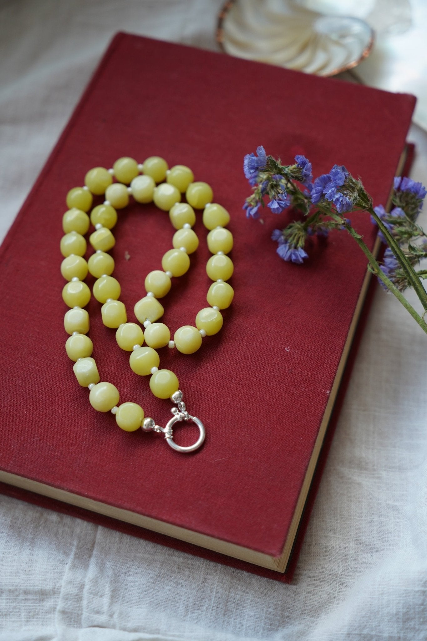 Reversible Dawn Necklace in Yellow Jade - Golden Road Crafted