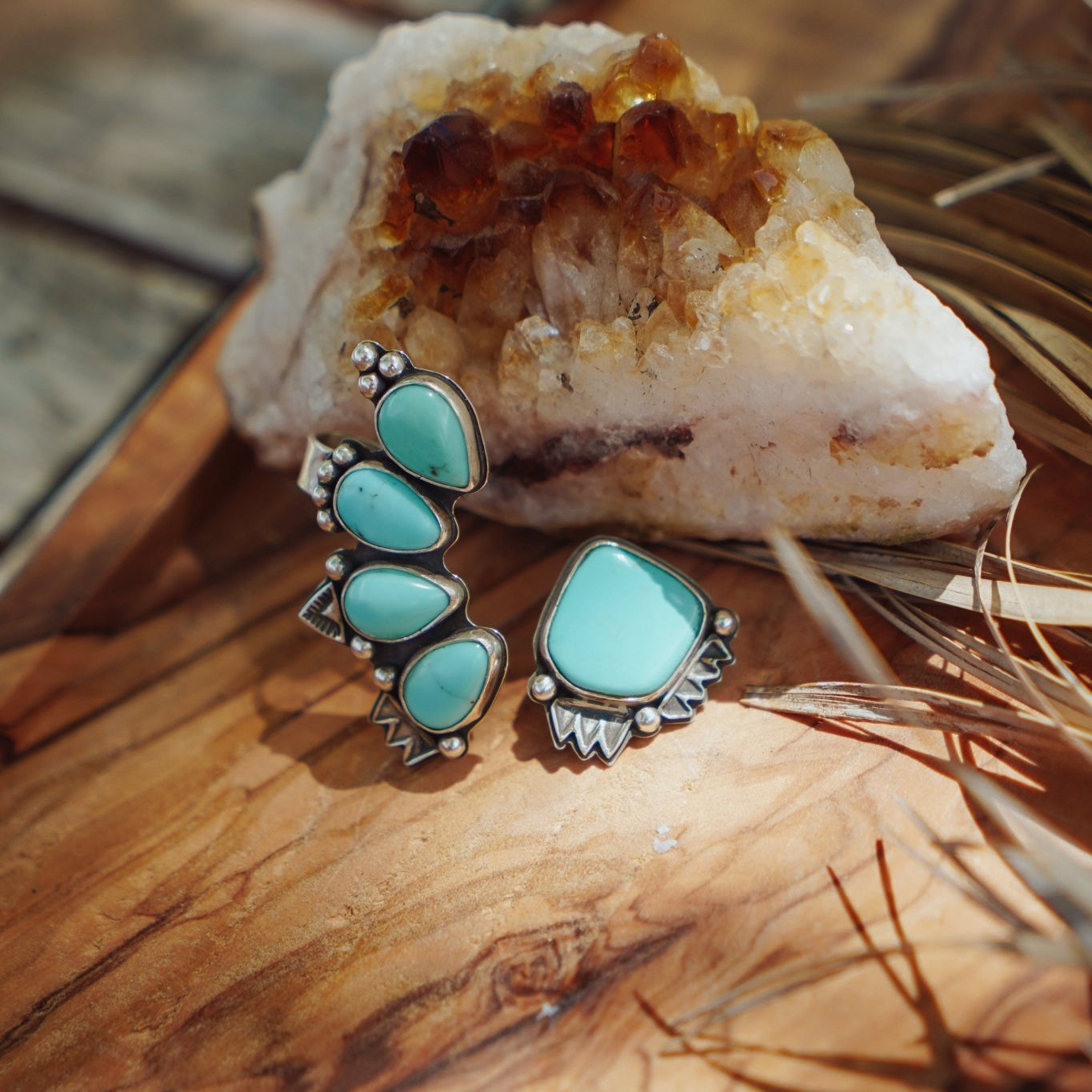 *RIGHT SIDE* Ear Cuff + Stud Combo in Campitos Turquoise - Golden Road Crafted