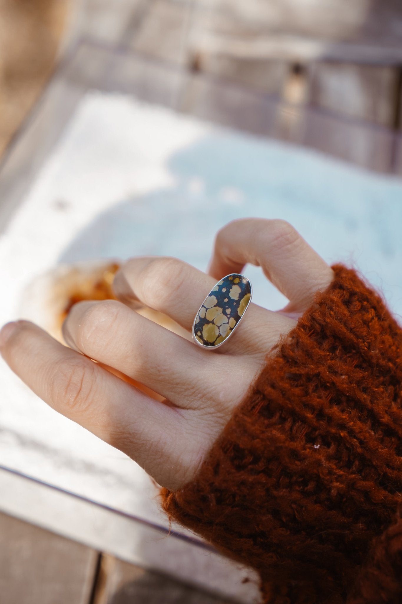 Ring in Hubei Turquoise (Size 6.5) - Golden Road Crafted