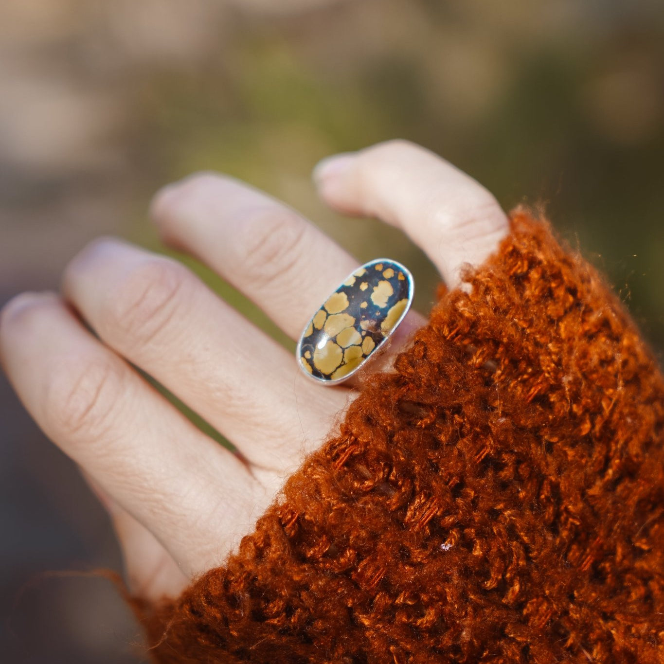 Ring in Hubei Turquoise (Size 6.5) - Golden Road Crafted