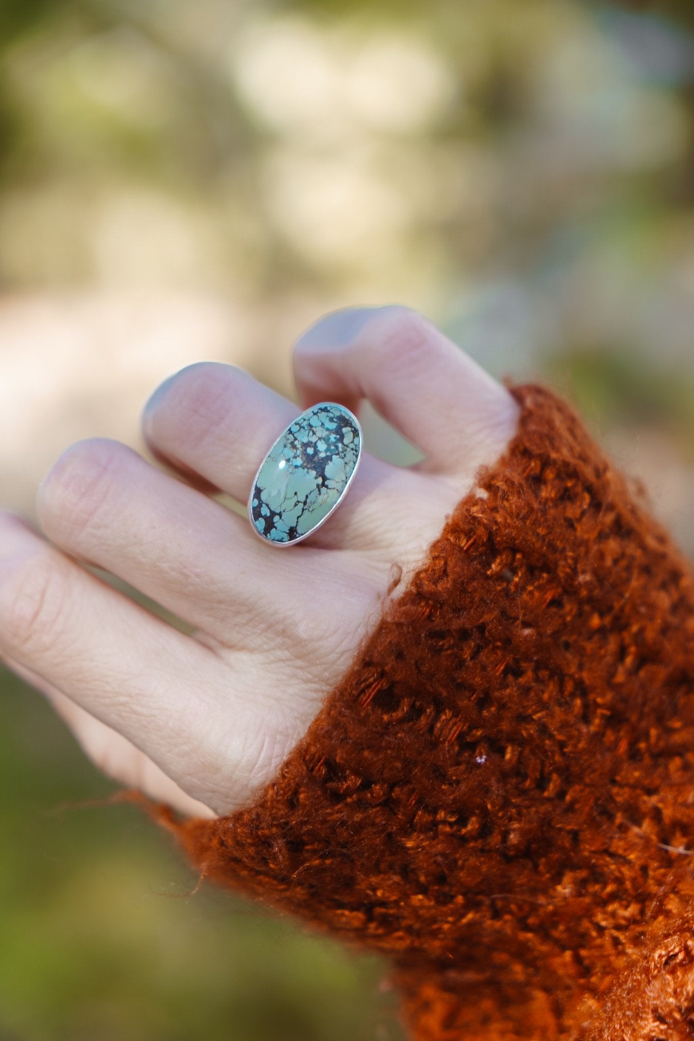 Ring in Hubei Turquoise (Size 7) - Golden Road Crafted