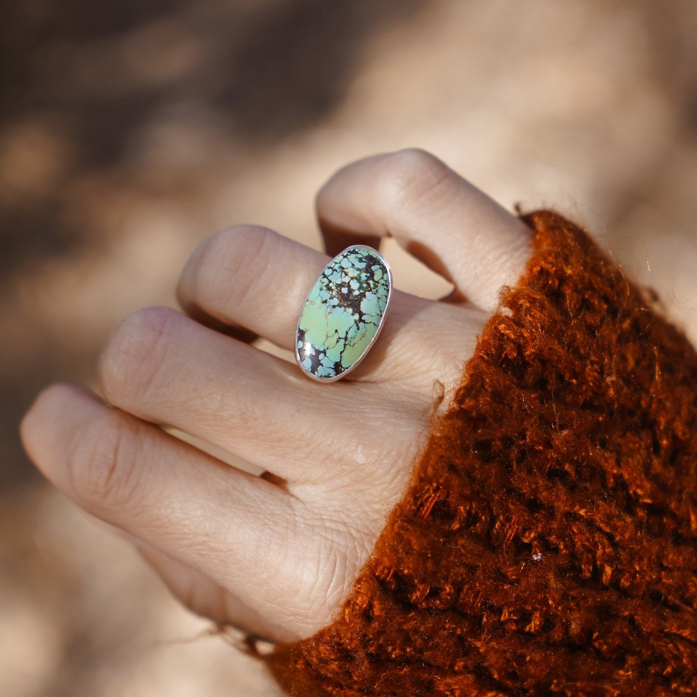 Ring in Hubei Turquoise (Size 7) - Golden Road Crafted