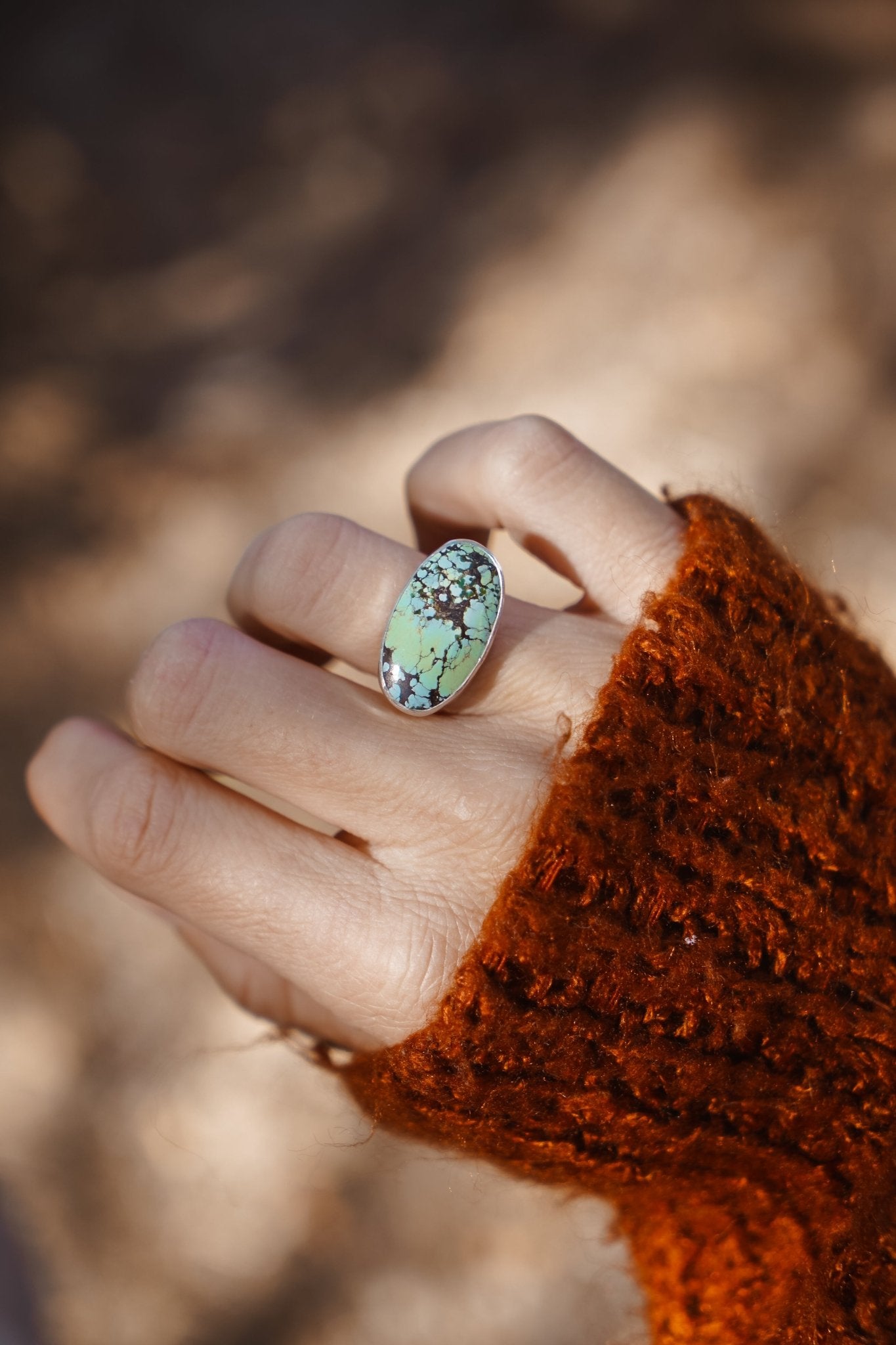 Ring in Hubei Turquoise (Size 7) - Golden Road Crafted