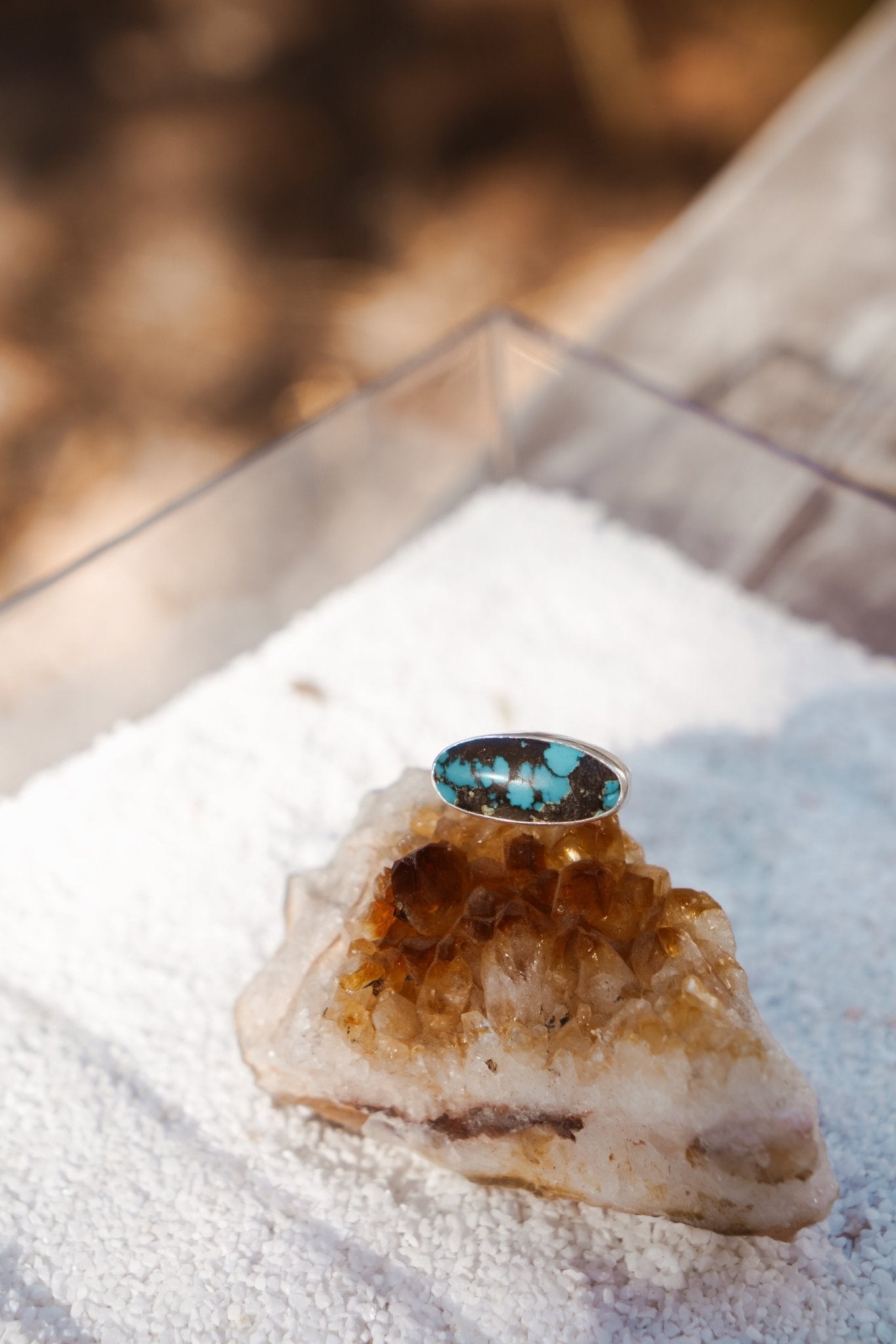 Ring in Hubei Turquoise (Size 8) - Golden Road Crafted