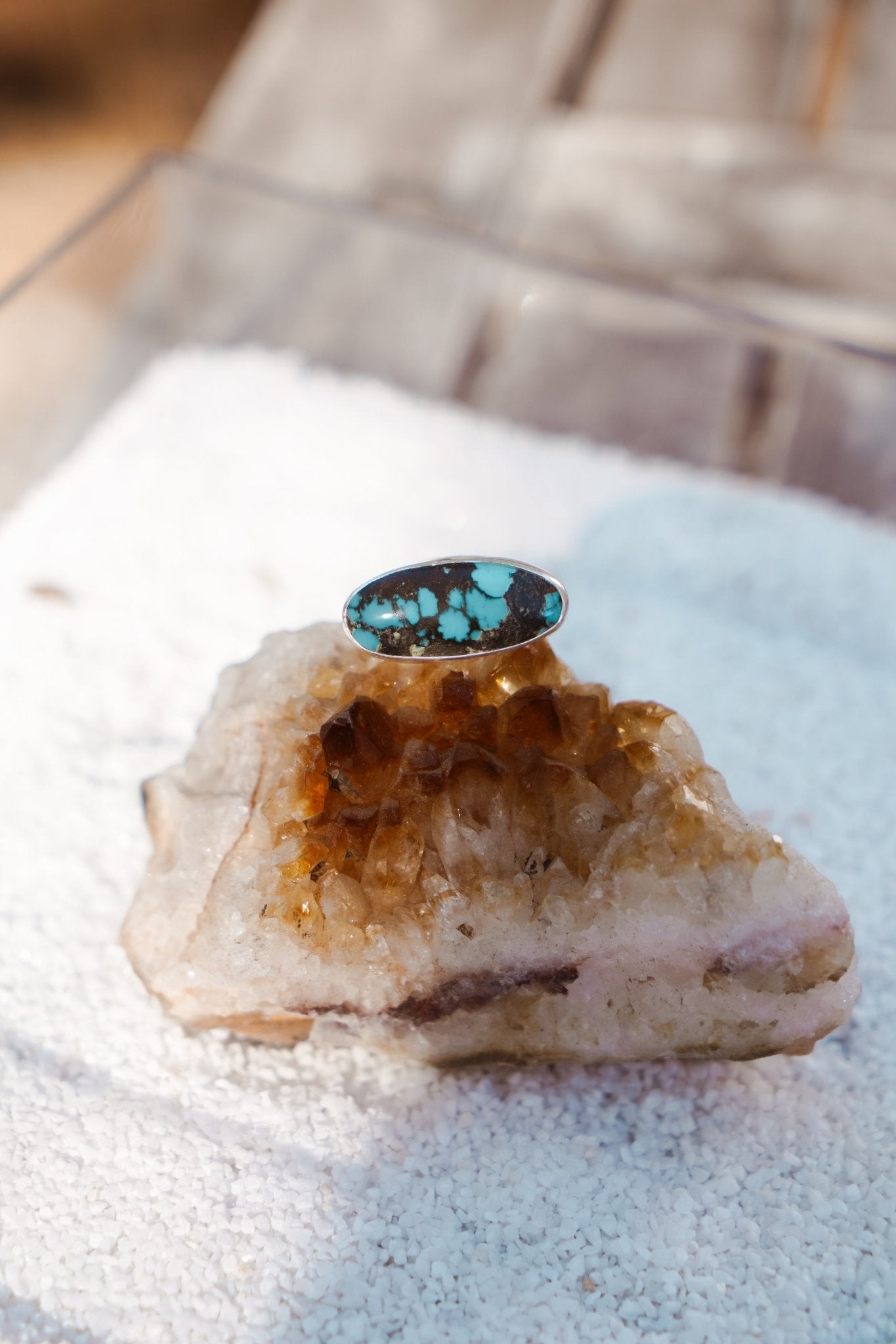 Ring in Hubei Turquoise (Size 8) - Golden Road Crafted