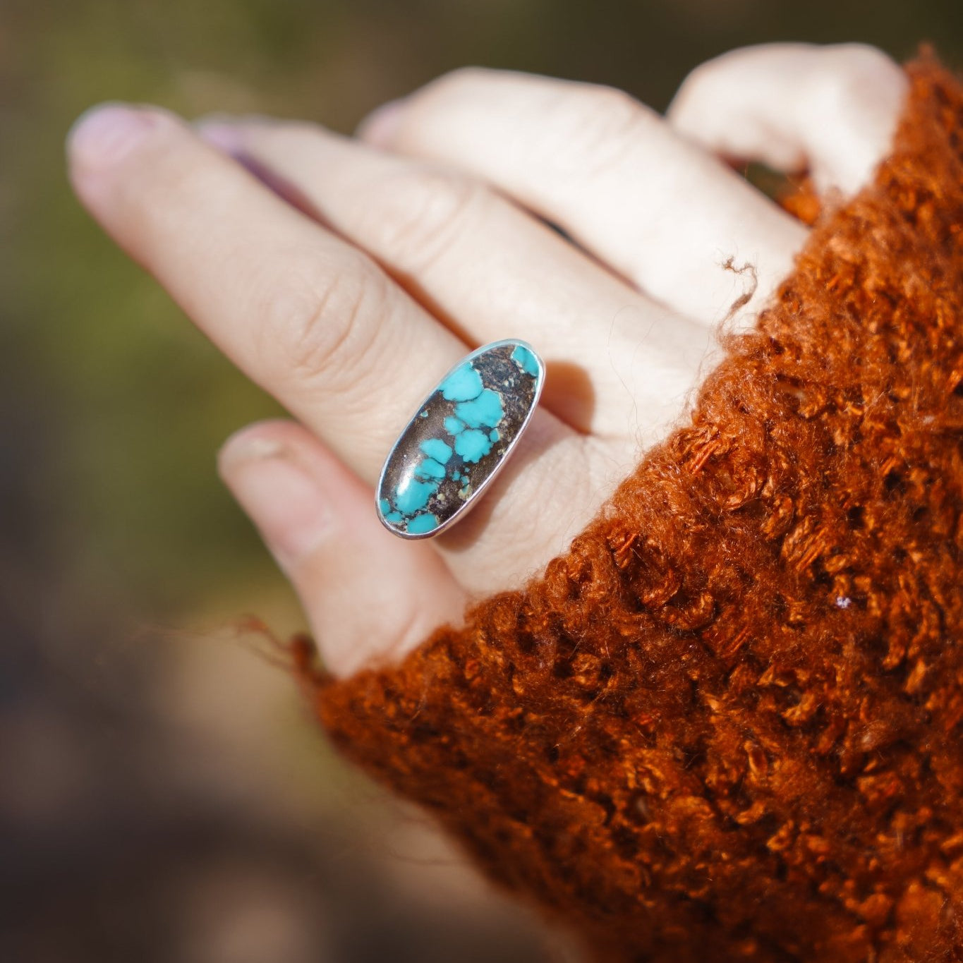 Ring in Hubei Turquoise (Size 8) - Golden Road Crafted