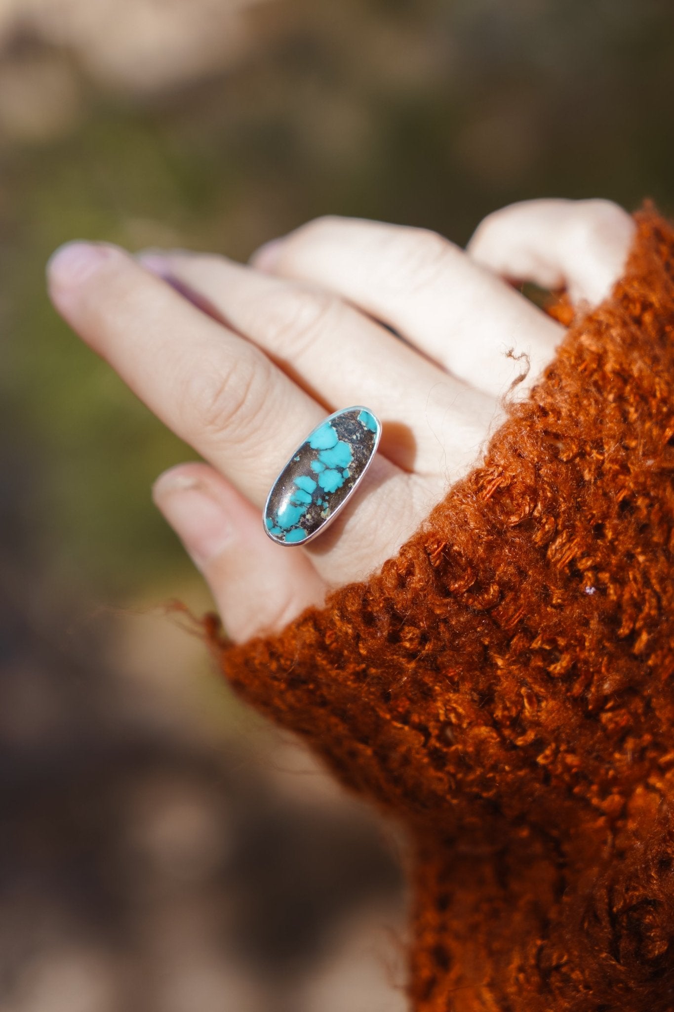Ring in Hubei Turquoise (Size 8) - Golden Road Crafted
