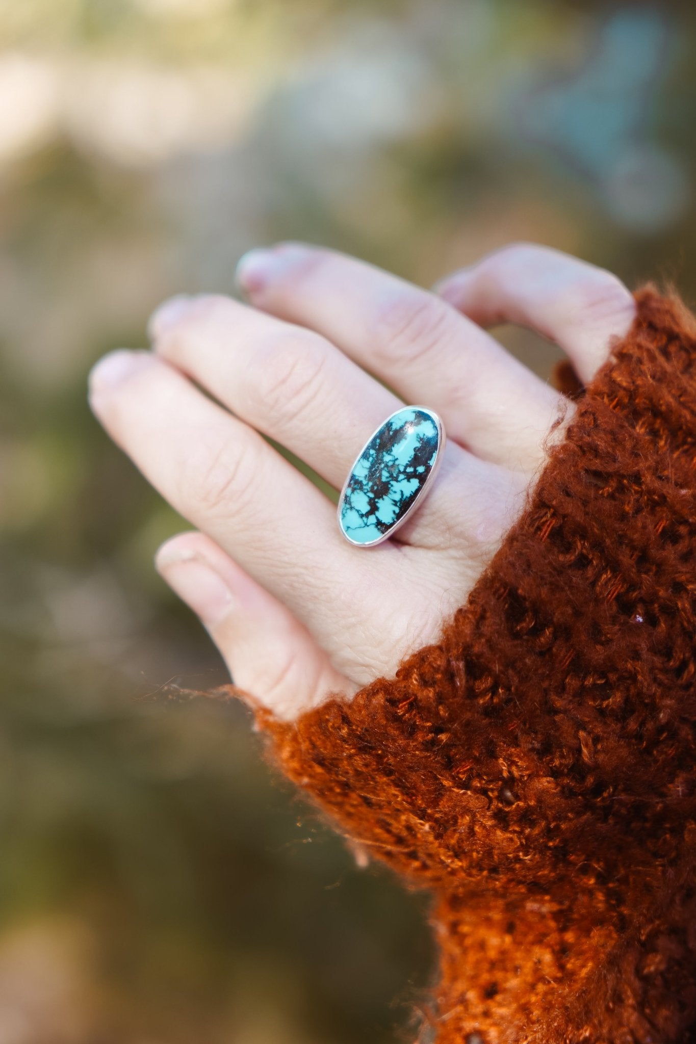 Ring in Hubei Turquoise (Size 8) - Golden Road Crafted