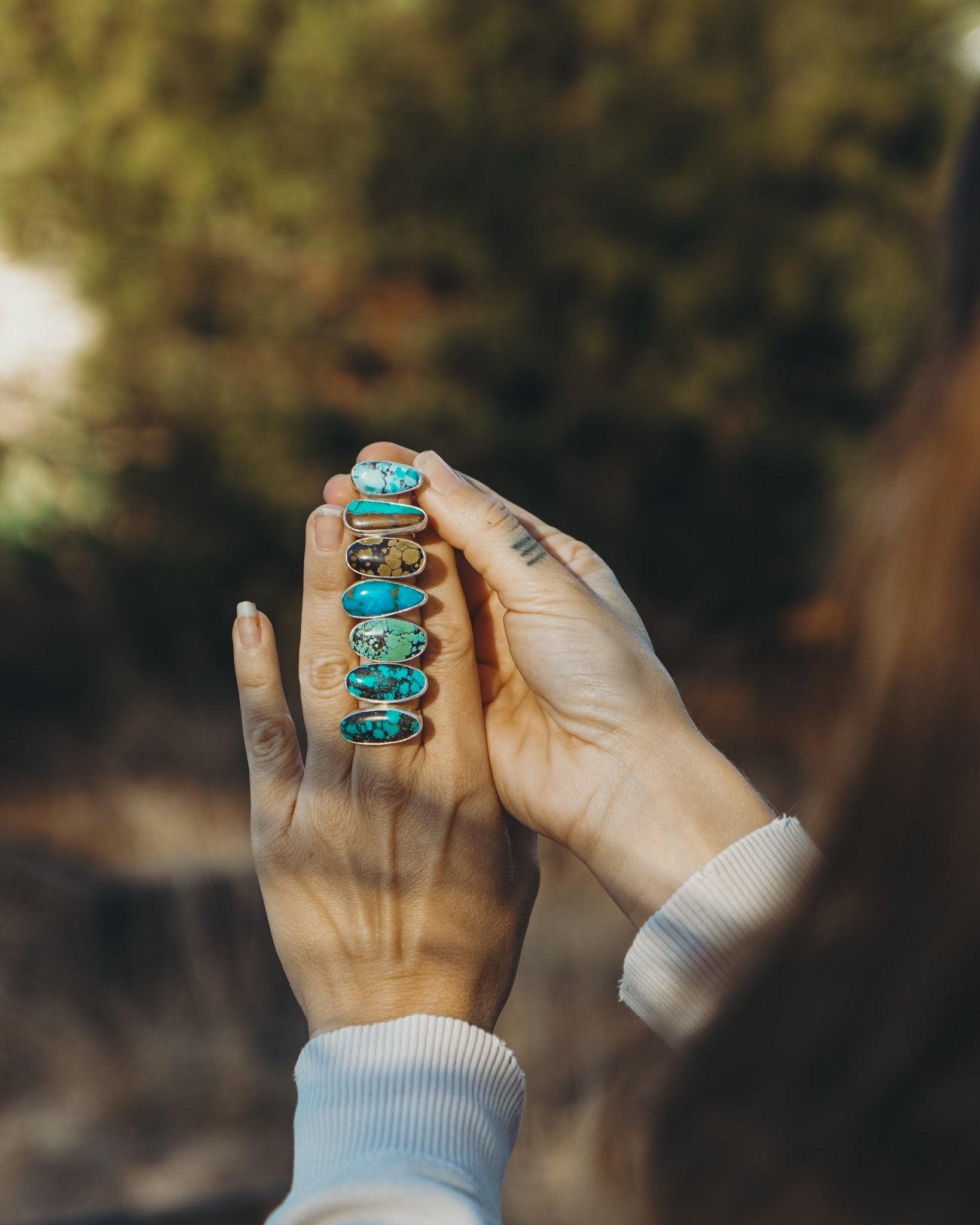 Ring in Hubei Turquoise (Size 8) - Golden Road Crafted