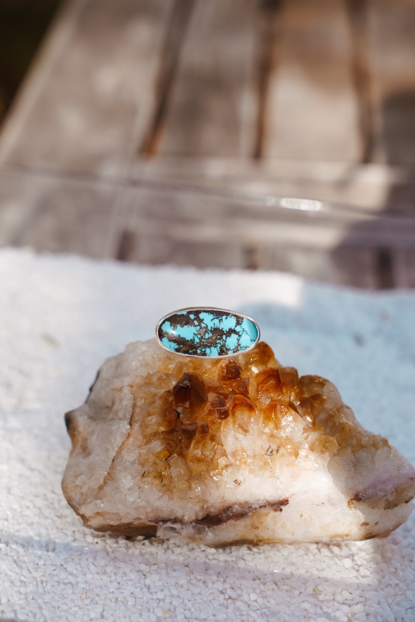 Ring in Hubei Turquoise (Size 8) - Golden Road Crafted