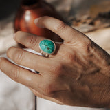 Ring in Kingman Turquoise (Size 6.5) - Golden Road Crafted