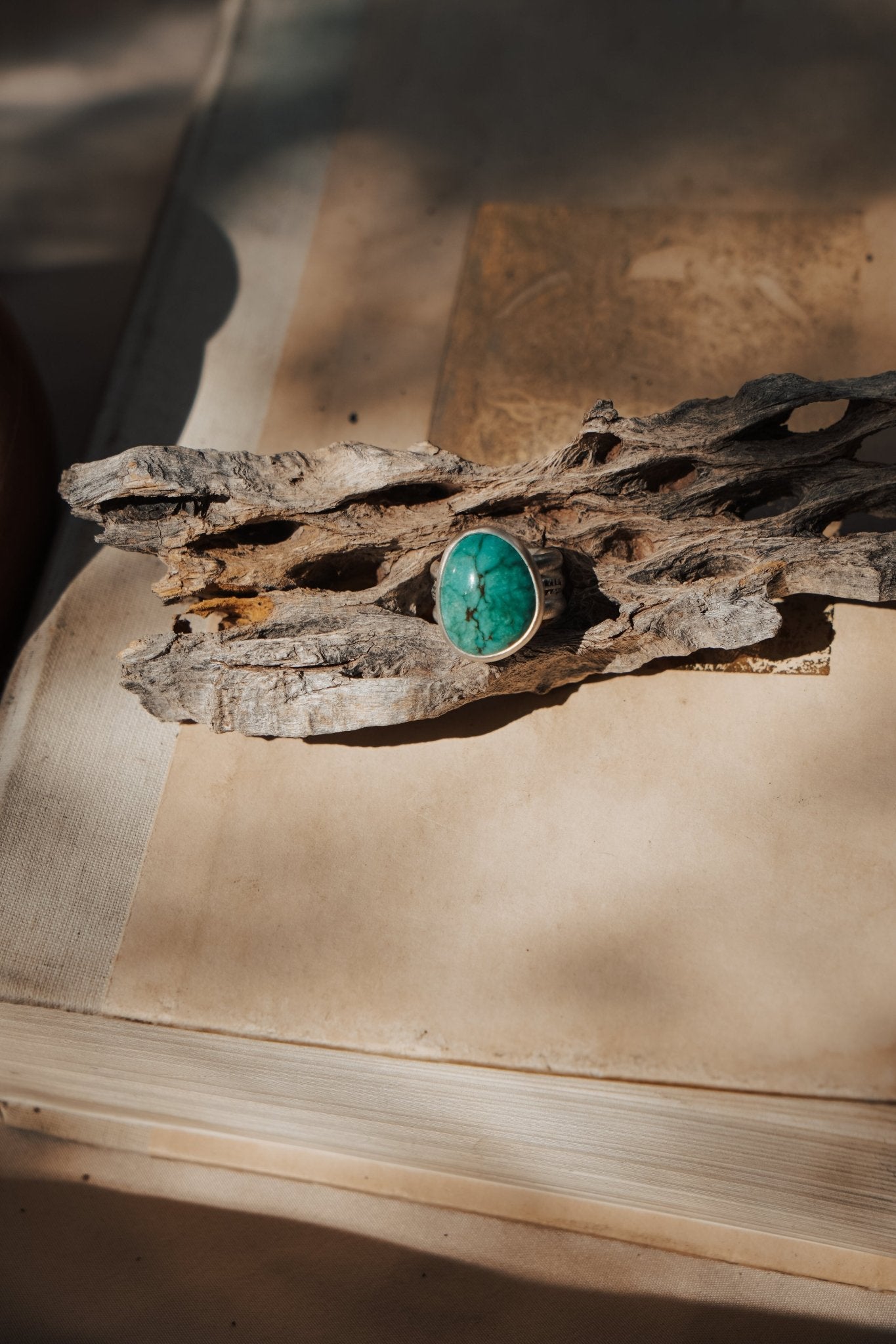 Ring in Kingman Turquoise (Size 6.5) - Golden Road Crafted