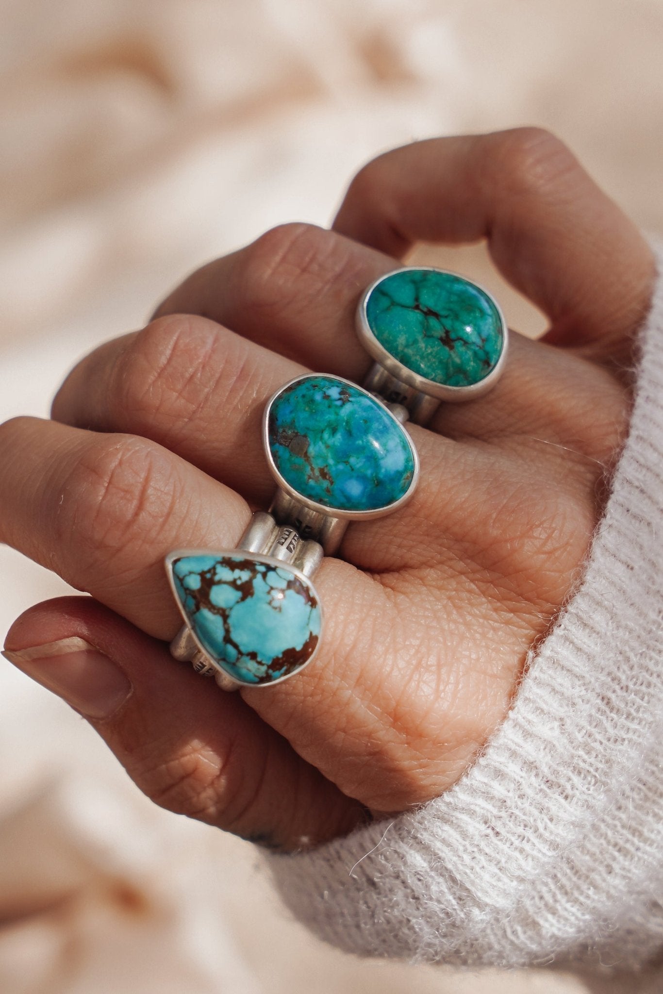 Ring in Kingman Turquoise (Size 6.5) - Golden Road Crafted