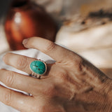 Ring in Kingman Turquoise (Size 6.5) - Golden Road Crafted