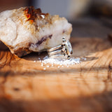 Ring in Kingman Turquoise, White Buffalo, & Bronze (Size 7.75) - Golden Road Crafted