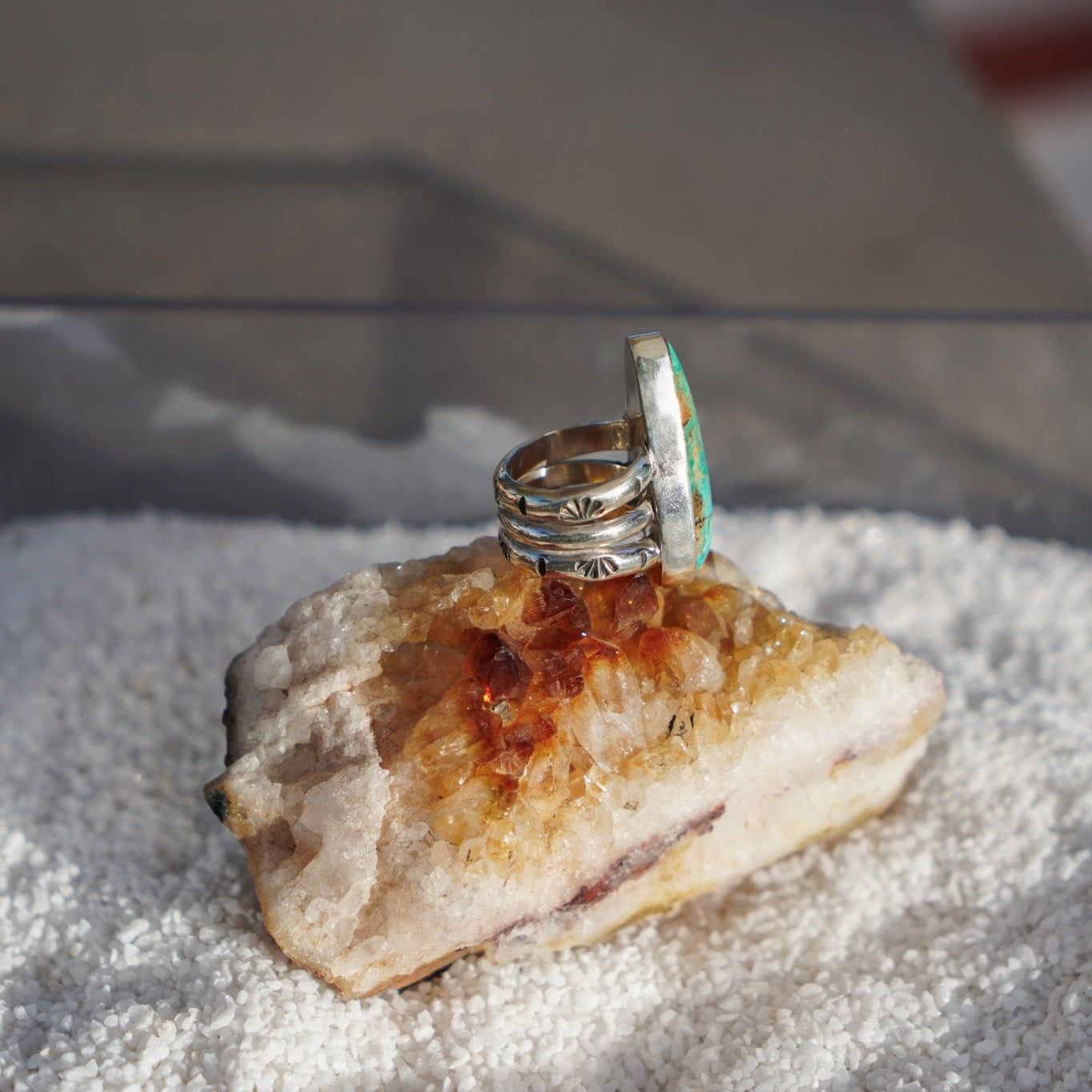 Ring in Royston Turquoise (Size 5) - Golden Road Crafted