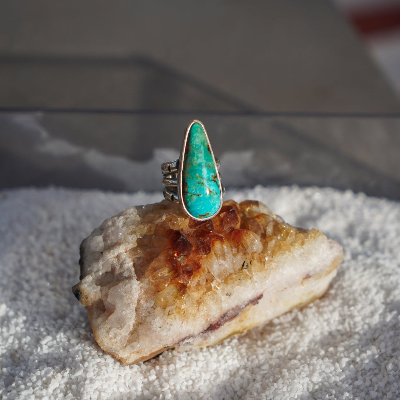 Ring in Royston Turquoise (Size 5) - Golden Road Crafted