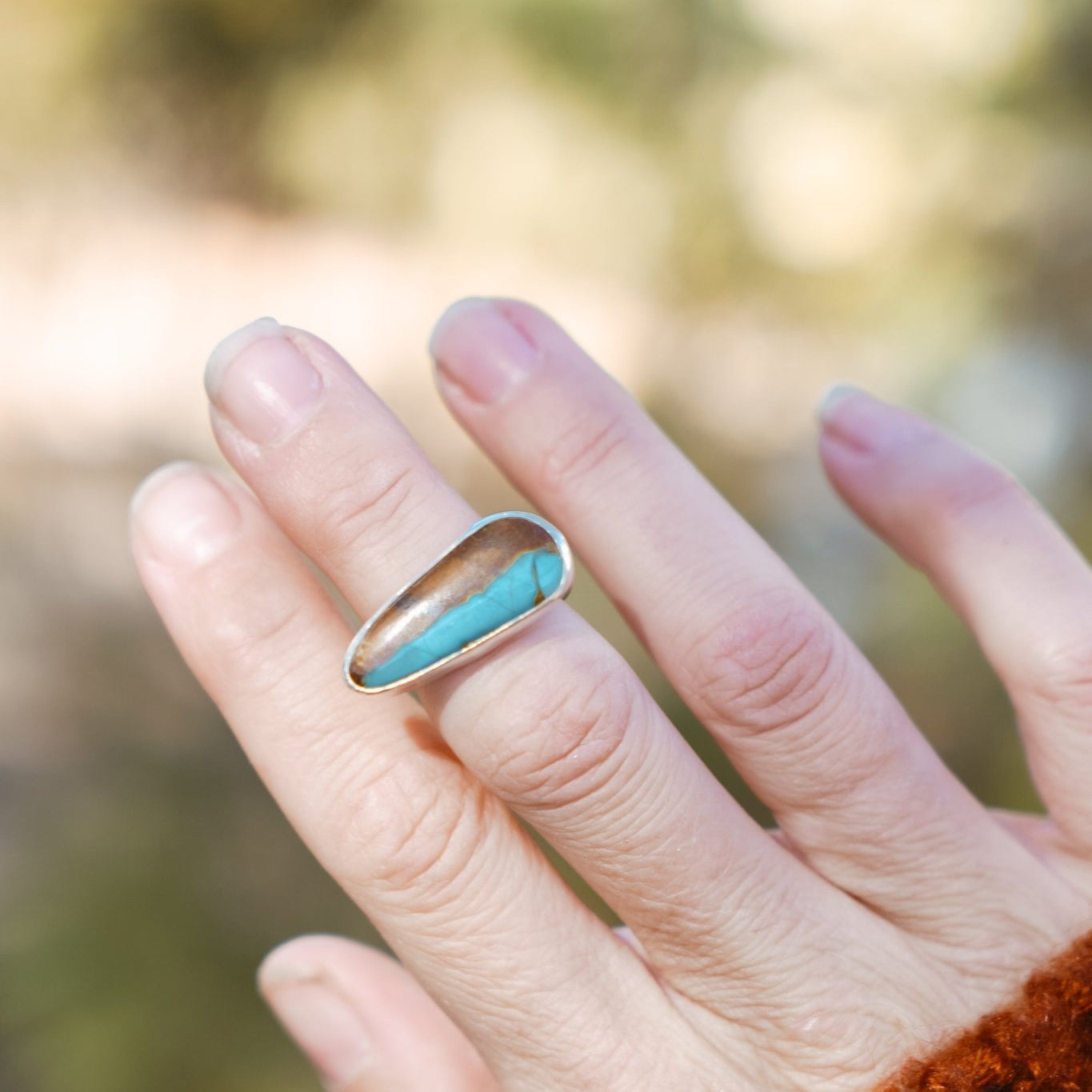 Ring in Royston Turquoise (Size 5.25) - Golden Road Crafted