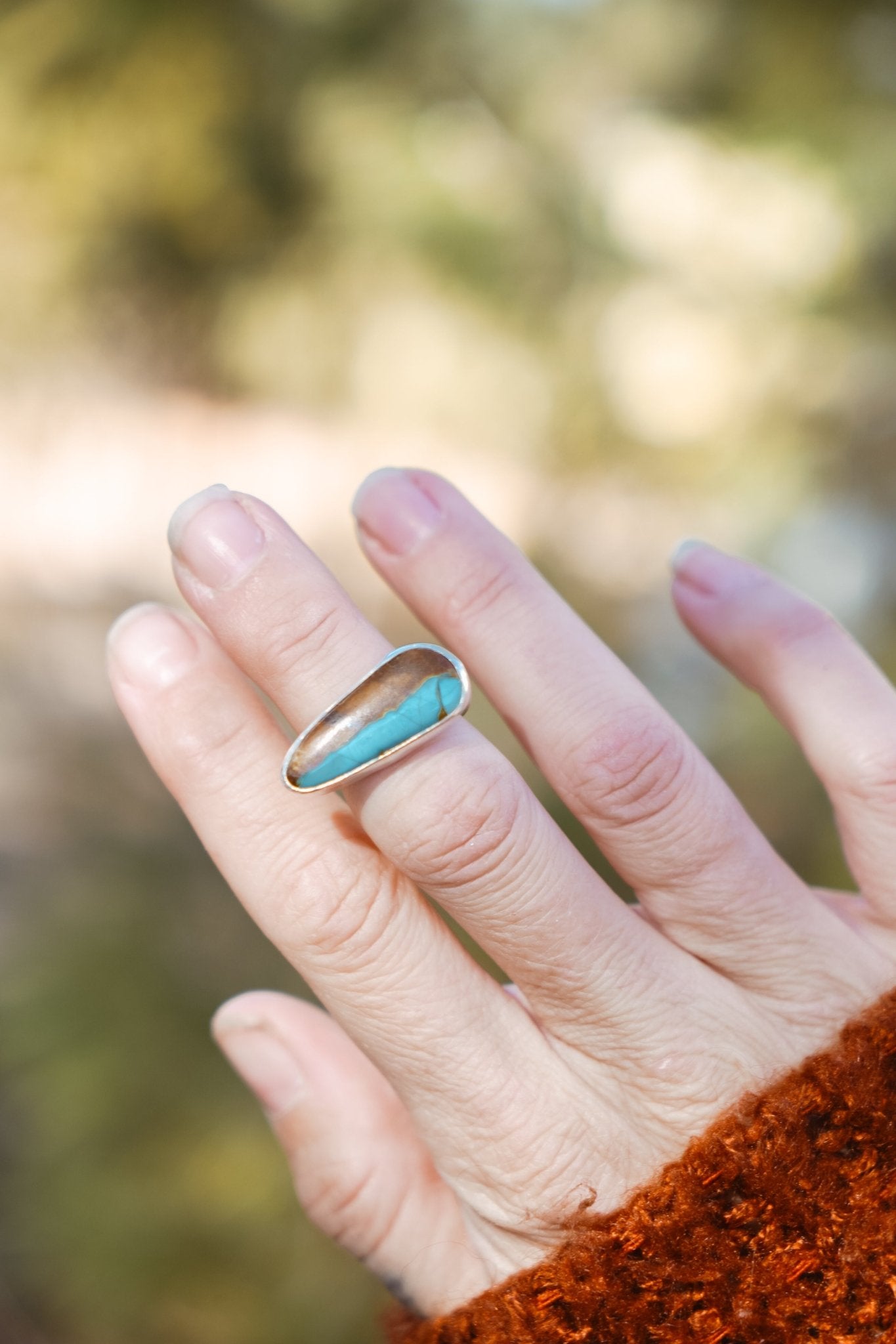 Ring in Royston Turquoise (Size 5.25) - Golden Road Crafted