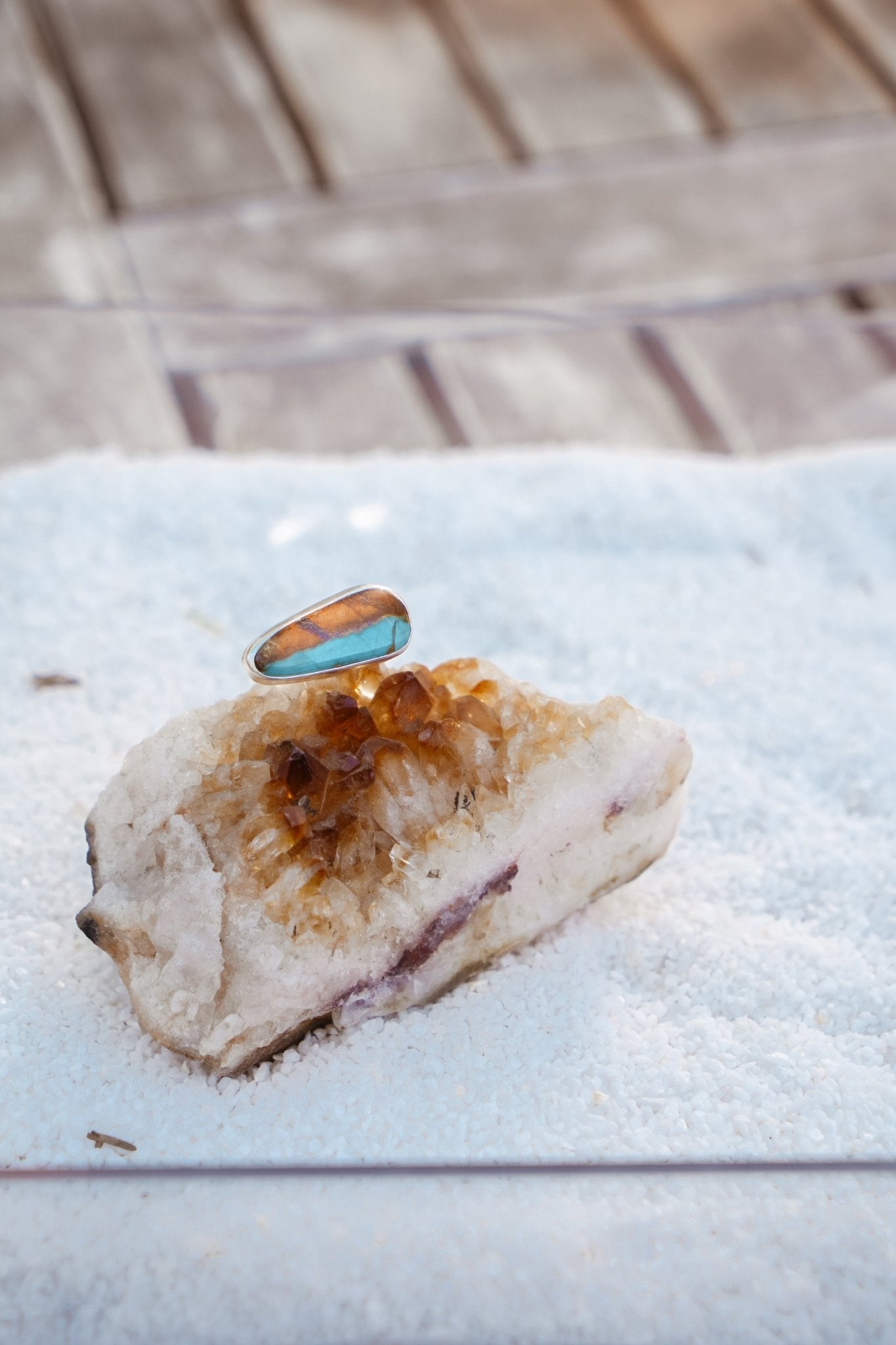 Ring in Royston Turquoise (Size 5.25) - Golden Road Crafted