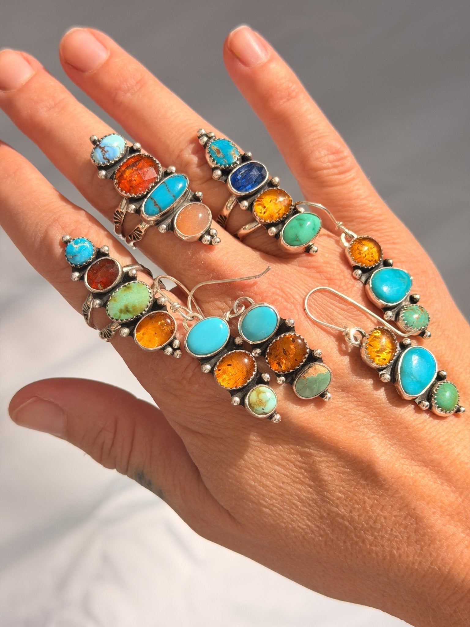 River Bud Choker in Golden Hills, Sonoran Gem, Kyanite, & Amber - Golden Road Crafted