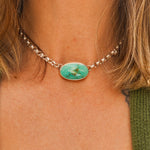 Rolo Chain Choker in Royston Turquoise - Golden Road Crafted