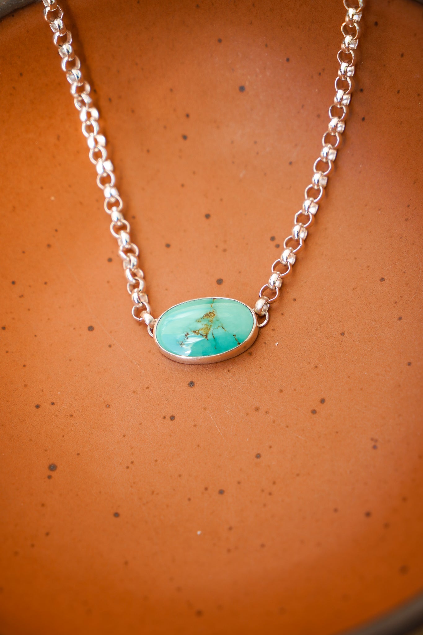 Rolo Chain Choker in Royston Turquoise - Golden Road Crafted
