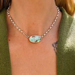 Rolo Chain Choker in Royston Turquoise - Golden Road Crafted