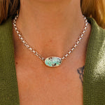 Rolo Chain Choker in Royston Turquoise - Golden Road Crafted