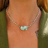 Rolo Chain Choker in Royston Turquoise - Golden Road Crafted