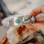 Royston Ribbon & Iron Maiden Turquoise Cuff - Golden Road Crafted