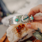 Royston Ribbon & Iron Maiden Turquoise Cuff - Golden Road Crafted
